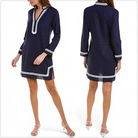 STS Sail To Sable Navy Long Sleeve Linen Tunic With Rope Trim Dress NEW NWOT 1 S - Picture 1 of 7
